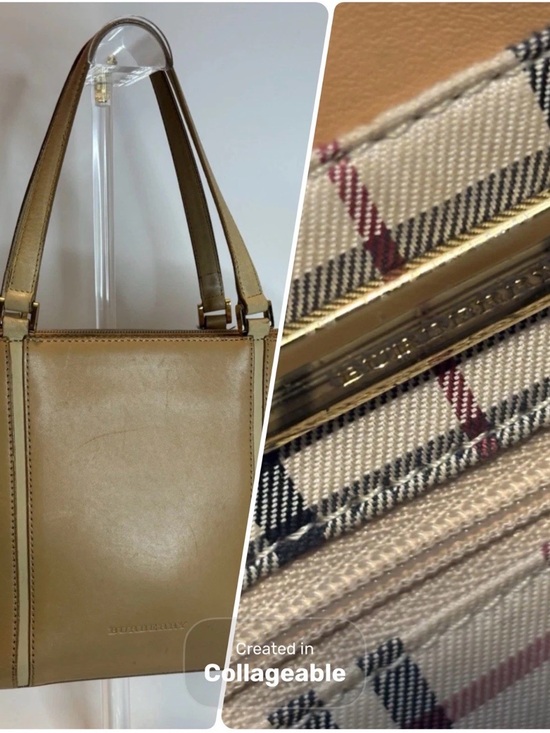 Burberry Handbags - BURBERRY ($999) Classic Light Brown Leather Handbag with Nova Pattern AUTHENTIC